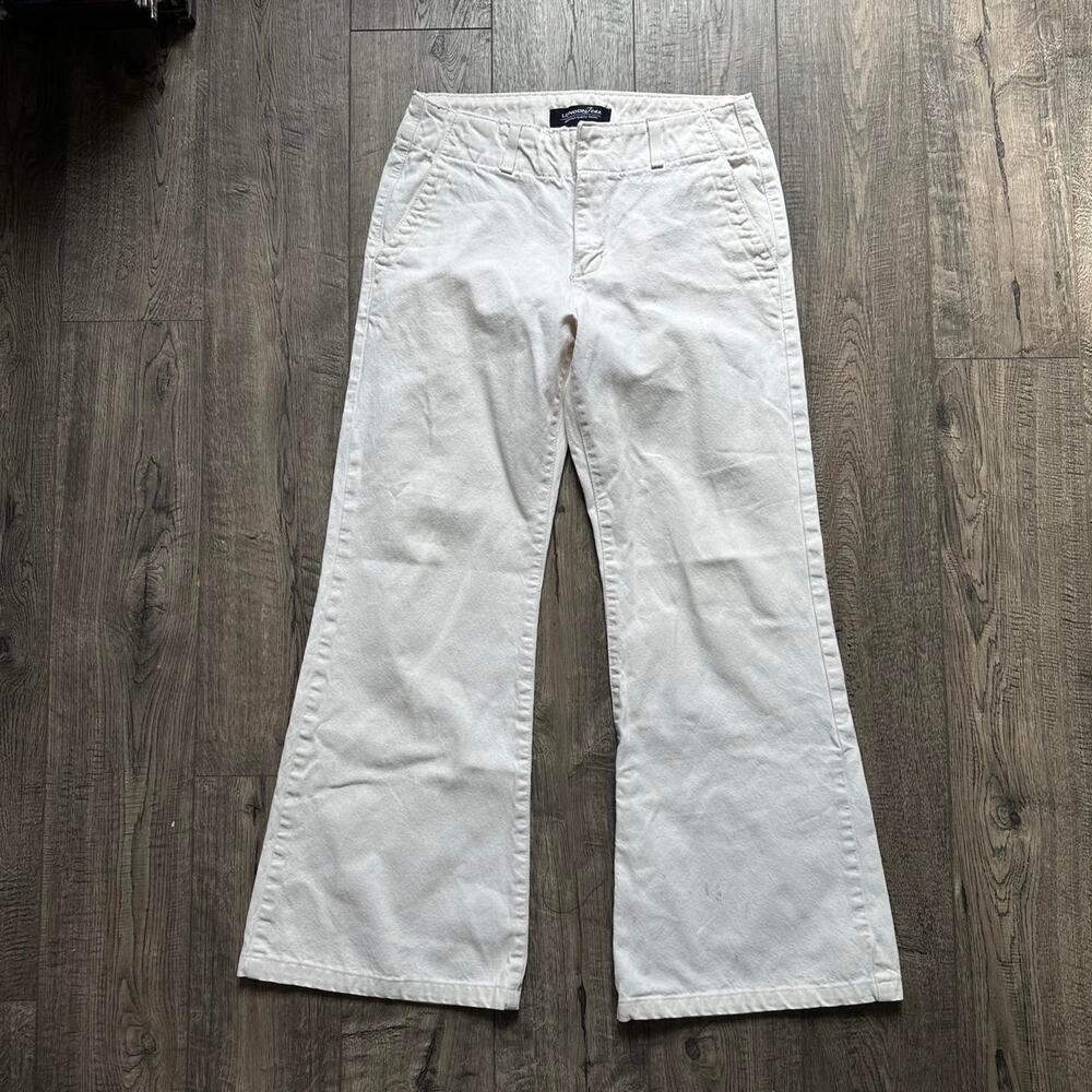 Vintage Y2K White Cotton Low Rise Baggy Wide Leg Flare Jeans